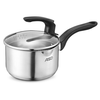 
                                        爱仕达奶锅 ASD 16CM可立盖304不锈钢小奶锅 电磁炉通用煮奶锅 LG1916                