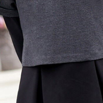旭冲2015冬季新款女装长袖两件套拼接小香风翻领衬衫裙修身显瘦连衣裙 灰色 XXXL码