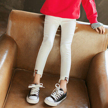 新款女童打底裤春秋秋装儿童外穿铅笔裤弹力修身小脚裤长裤子 白色