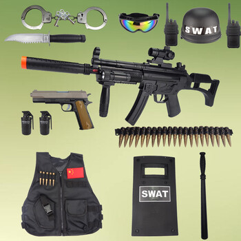 cos小军人男孩特警声光道具冲锋水弹枪狙击抢玩具 mp5套装玩具b款12件