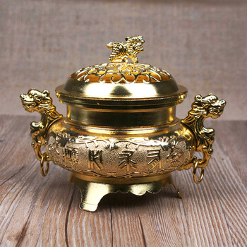 
                                        芳夕 仿古铜焚香炉 线香锥香塔香炉 铝合金点香盘座 送铜葫芦 古铜色                