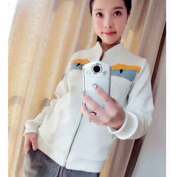 小怪兽2016女式韩国春秋太空棉棒球服囧囧侠短款卫衣外套情侣装潮 黑色 XXL