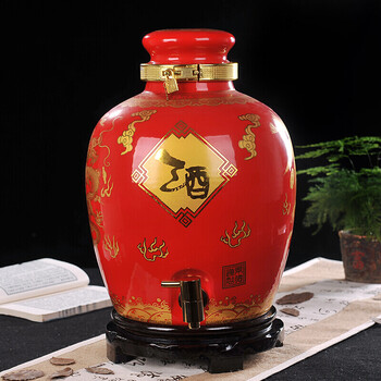 家用装酒坛子带龙头泡酒瓶子药酒壶白酒药酒罐子10斤20斤30斤50斤 jt