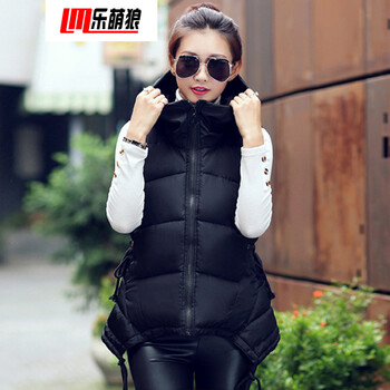 乐萌狼2015冬季新款韩版时尚修身羽绒棉服马甲中长连帽女背心Q15801 黄色 XXL