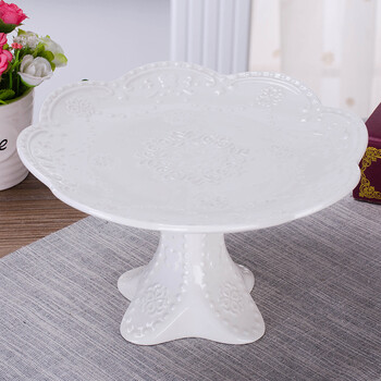 婚礼甜品台摆件欧式糕点托盘蛋糕盘铁艺下午茶点心架 高脚蛋糕盘8寸