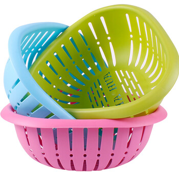 篮塑料水果篮果盘洗水果杂物篮篮子收纳筐收纳篮洗菜篮子 颜色随机