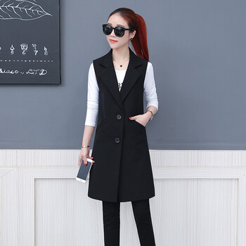 尚格帛2019春季新品马甲女修身无袖坎肩中长款西装马甲外套hz30053302