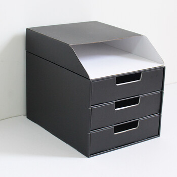 纸质抽屉式桌面收纳盒 办公文件办公桌抽屉储物盒桌上整理盒 【防水】
