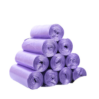 垃圾袋家用加厚中大号厨房宾馆办公室平口点断式塑料袋 新料5卷紫色