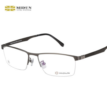 米顿米顿纯钛眼镜架男半框超轻眼镜框眼睛框潮时尚光学配眼镜163007 磨砂灰-163007C4-1
