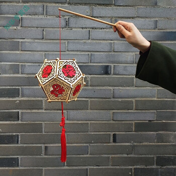 diy灯笼材料包儿童手工制作中秋手提纸花灯自制方形宫灯 木质镂空灯笼