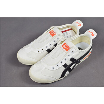 亚瑟士旗舰店官方鬼冢虎男女鞋tiger一脚蹬懒人帆布鞋 th1b2n 米白黑