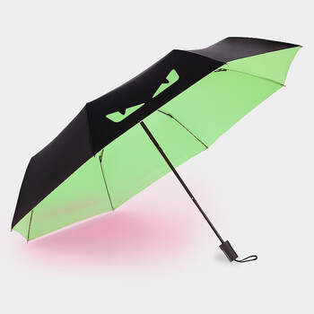 折叠小怪兽男女创意卡通个性小恶魔晴雨两用三折伞 绿色恶魔之眼