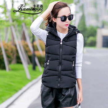 卡茗语2015秋冬新款羽绒服时尚韩版羽绒服修身马甲 黑色 L