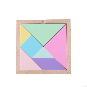 巧之木拼图七巧板玩具榉木马卡龙色大号