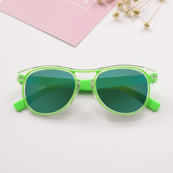 世拓儿童韩版眼镜男童个性男孩女孩偏光太阳镜潮女童墨镜 15#绿框绿片