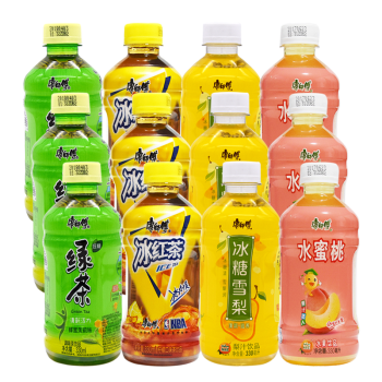 康師傅 4種飲料隨機混合 330ml*12瓶 紅茶綠茶橙汁水蜜桃汁蜜茶混合