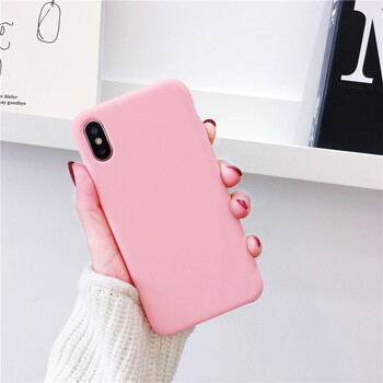 苹果(iphone)x手机壳/套新款液态硅胶全包软防摔保护手机套 砂粉色