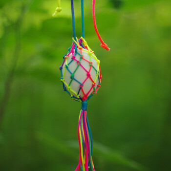 立夏蛋套蛋网蛋兜线蛋袋鸡蛋网挂脖幼儿园端午节diy手工编织材料 五彩