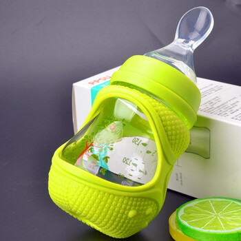 新生儿宽口径玻璃小奶瓶迷你标口径初生婴儿喂养瓶60ml硅胶软勺头 150