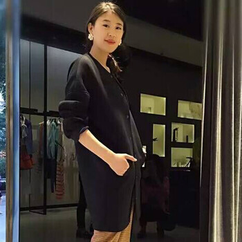 职业阿玛施特价女装专柜正品2015秋冬季新款女风衣5001-400520-3018522 黑色 S(2码)
