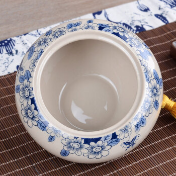 豪峰 密封窑变茶叶罐汝窑青花瓷陶瓷普洱罐储食罐密封茶罐糖果罐 青花瓷蝶恋花茶叶罐简装