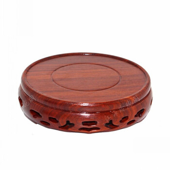 实木圆形摆件木质底座香炉木托茶壶托茶杯花瓶花盆景整料底座 红檀木