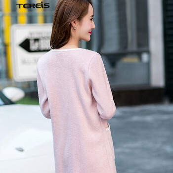 
                                        TEREIS 2015鹿皮绒风衣女装外套女中长款大码韩版春秋 粉红色 XL                