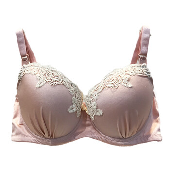 哺乳文胸孕妇内衣怀孕期绣花聚拢下垂中模杯喂奶胸罩 藕肤色 80b