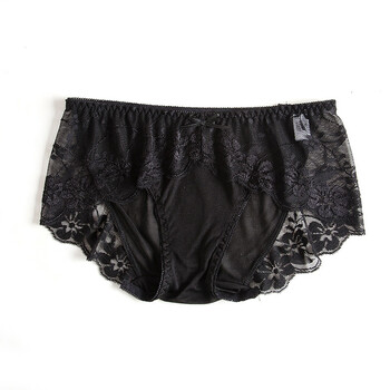 丝艺桑蚕丝多色舒适蕾丝真丝内裤性感三角裤无痕安全裤女 黑色 m