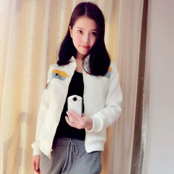 小怪兽2016女式韩国春秋太空棉棒球服囧囧侠短款卫衣外套情侣装潮 黑色 XXL
