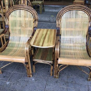 竹桌椅组合套件现代简约阳台休闲户外靠背藤餐厅桌椅手扶竹子家具
