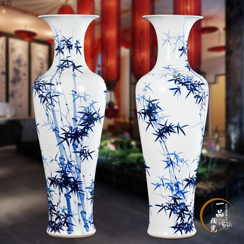 景德镇青花瓷花瓶摆件中国风陶瓷客厅落地大花瓶现代中式装饰大号