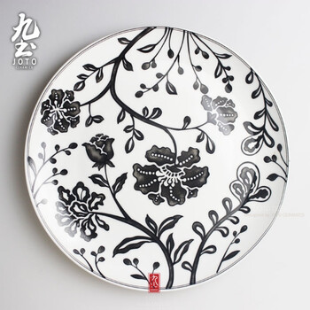 盘青花瓷盘陶瓷壁挂欧式客厅玄关墙面上壁挂装饰盘子秘密花园黑色a款