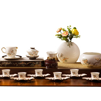 华祥苑国缤茶国瓷永丰源陶瓷功夫茶具夫人茶器石榴家园茶具套装礼盒