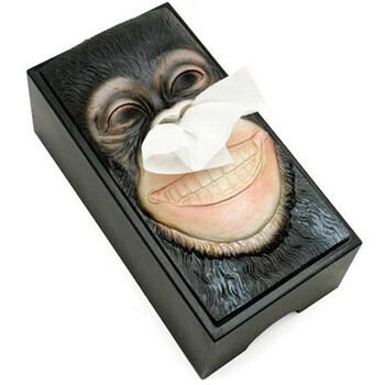 越龙兴 复古创意抽纸盒时尚人面石像 猩猩鼻出纸木制纸巾盒 猩猩