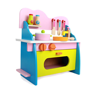 木制过家家儿童厨房玩具套装女孩宝宝切切看烧饭做饭煮饭仿真厨具 红