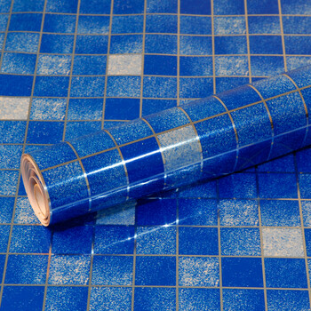 厨房防油 贴地面柜台桌面贴饰 贴铝箔锡纸家居装饰墙贴 马赛克6001c蓝