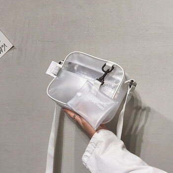 透明小包包少女2018夏天款时尚果冻小方包宽肩带单肩斜挎包ins 透明