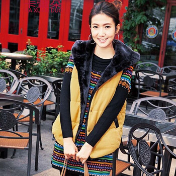 卡萱朵　新款马夹珊瑚绒加厚连帽毛毛马甲背心棉马甲女韩版秋冬时尚#037 白色 均码