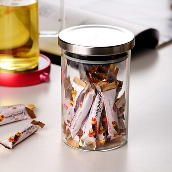 
                                        左茗右器 透明加厚玻璃茶叶罐 食品储物罐 家用密封罐子醒茶罐多用 奶粉茶叶盒 不锈钢盖1800ML                