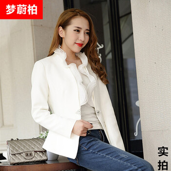 【梦蔚柏】2015秋装女装韩版上衣ol气质修身女短外套 黑色 2XL