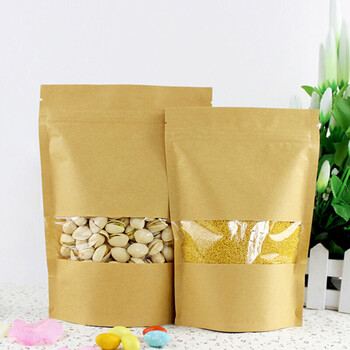 干果收纳袋密封牛皮纸袋大号透视加厚自封口袋糖果食品包装袋 18x30cm
