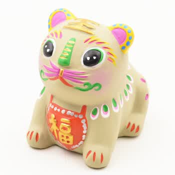 民间特色工艺品礼品十二生肖泥塑 中国传统惠山手工泥人泥塑摆件 虎