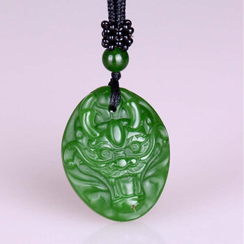 rosefree 新疆和田玉生肖龙吊坠碧玉龙头玉坠挂件玉佩男女款十二生肖