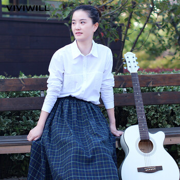 
                                        VIVIWILL衬衫女长袖2017春季时尚白色棉衬衣修身显瘦打底衫 白色 均码                