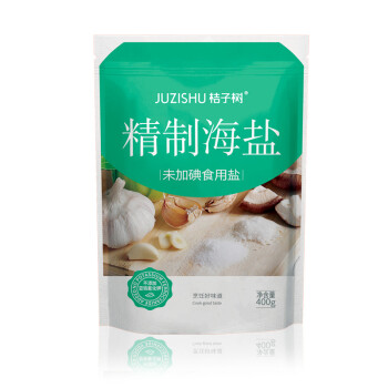 JUZISHU桔子树 无碘精制海盐400g 不添加抗结剂 食盐 不加碘食用盐400g