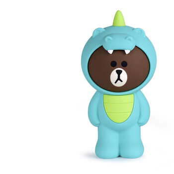 布朗熊笔袋硅胶 高中学生文具盒创意大容量可爱笔筒笔盒收纳袋 恐龙熊