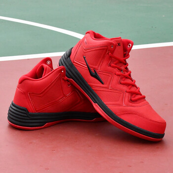 鸿星尔克篮球鞋男 高帮加厚耐磨室内外专业比赛鞋子100元以下 火星红