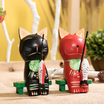 日式和风创意可爱猫咪动物桌面卧室小摆件家居装饰品工艺品 山塘猫